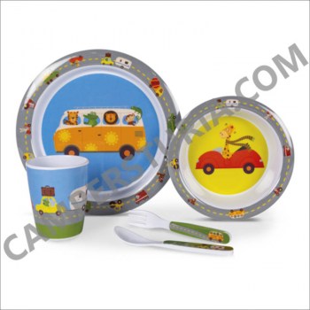 vajilla-infantil-melanina-camper-animal-traffic-kampa-1pax-5piezas-campersturia